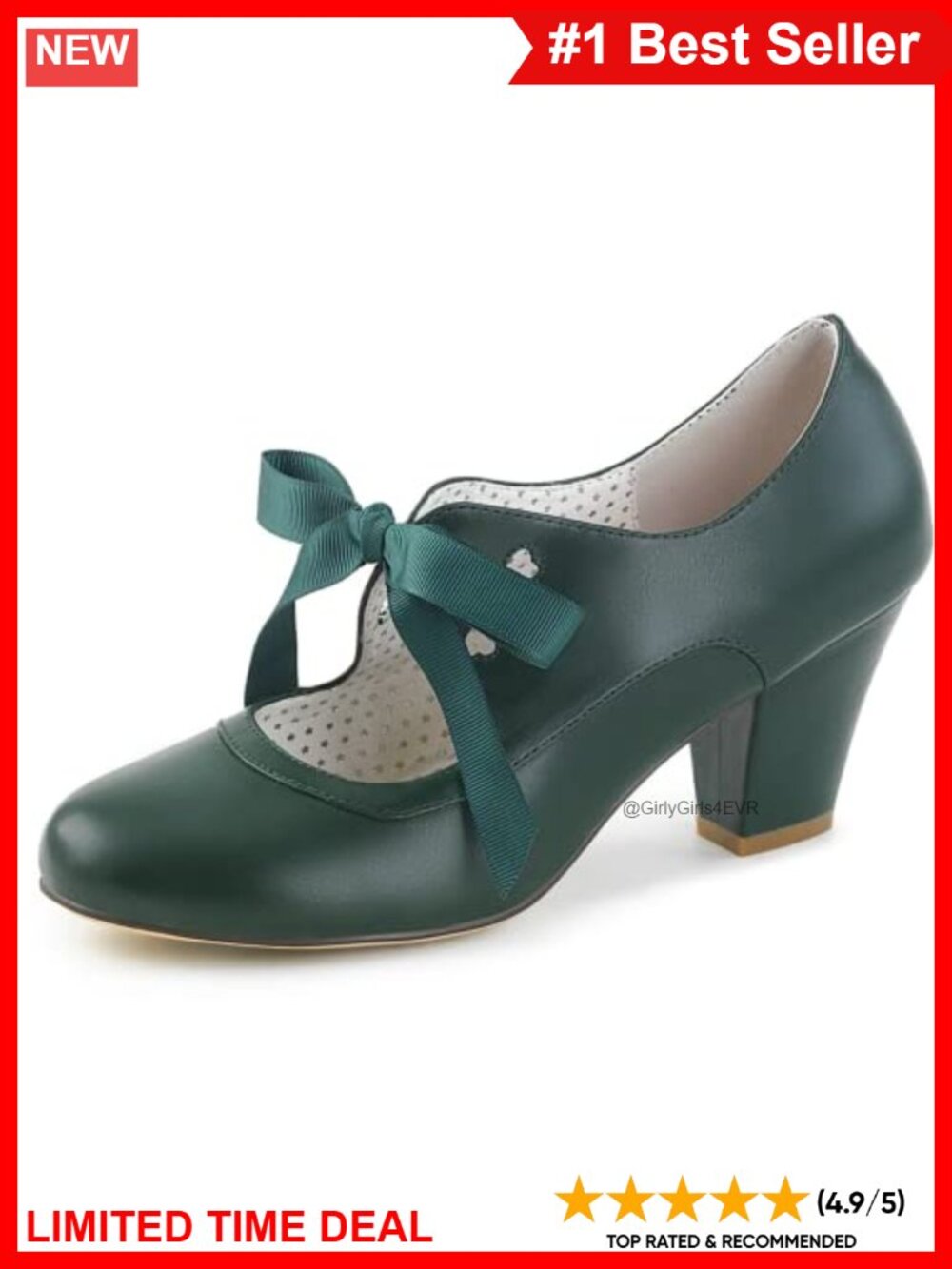Mary Jane Pumps Chunky Block Heel Round Toe Lace Up Women's Shoes